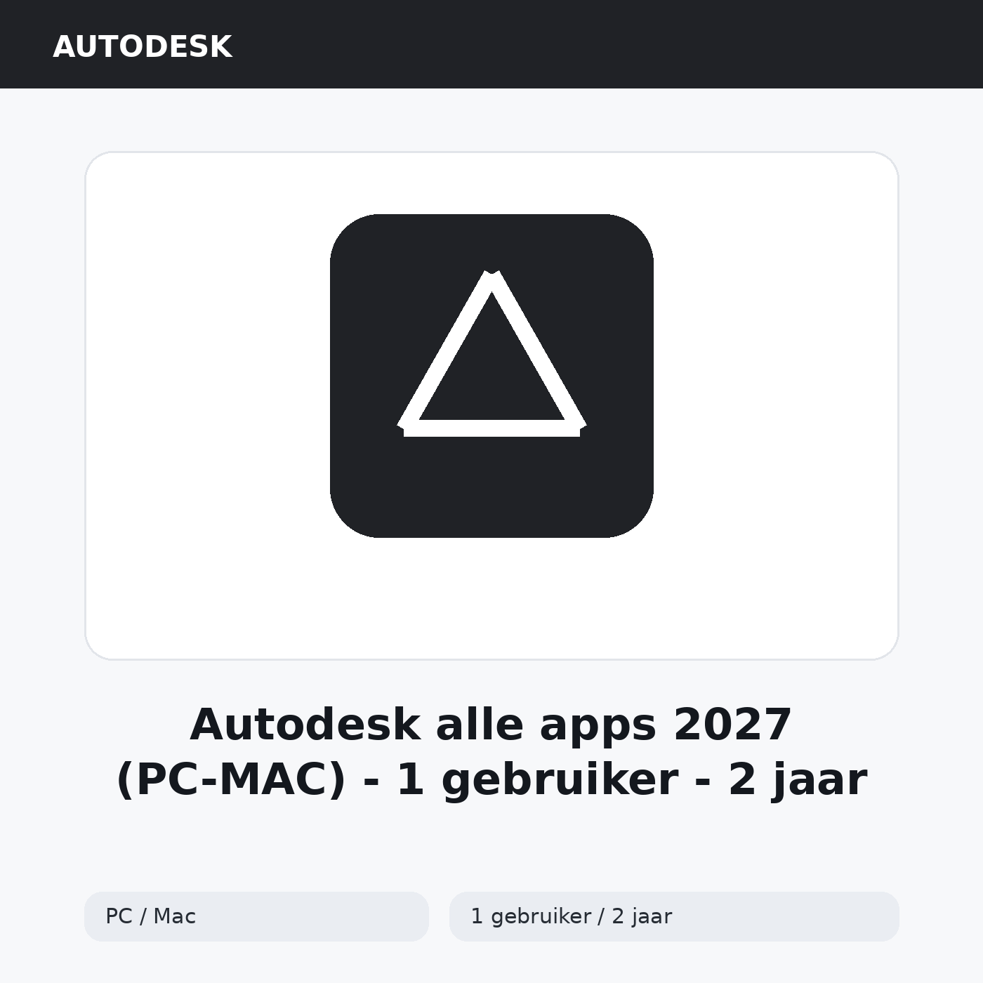 Autodesk alle apps 2027 (PC/MAC) 1 gebruiker/2jaar