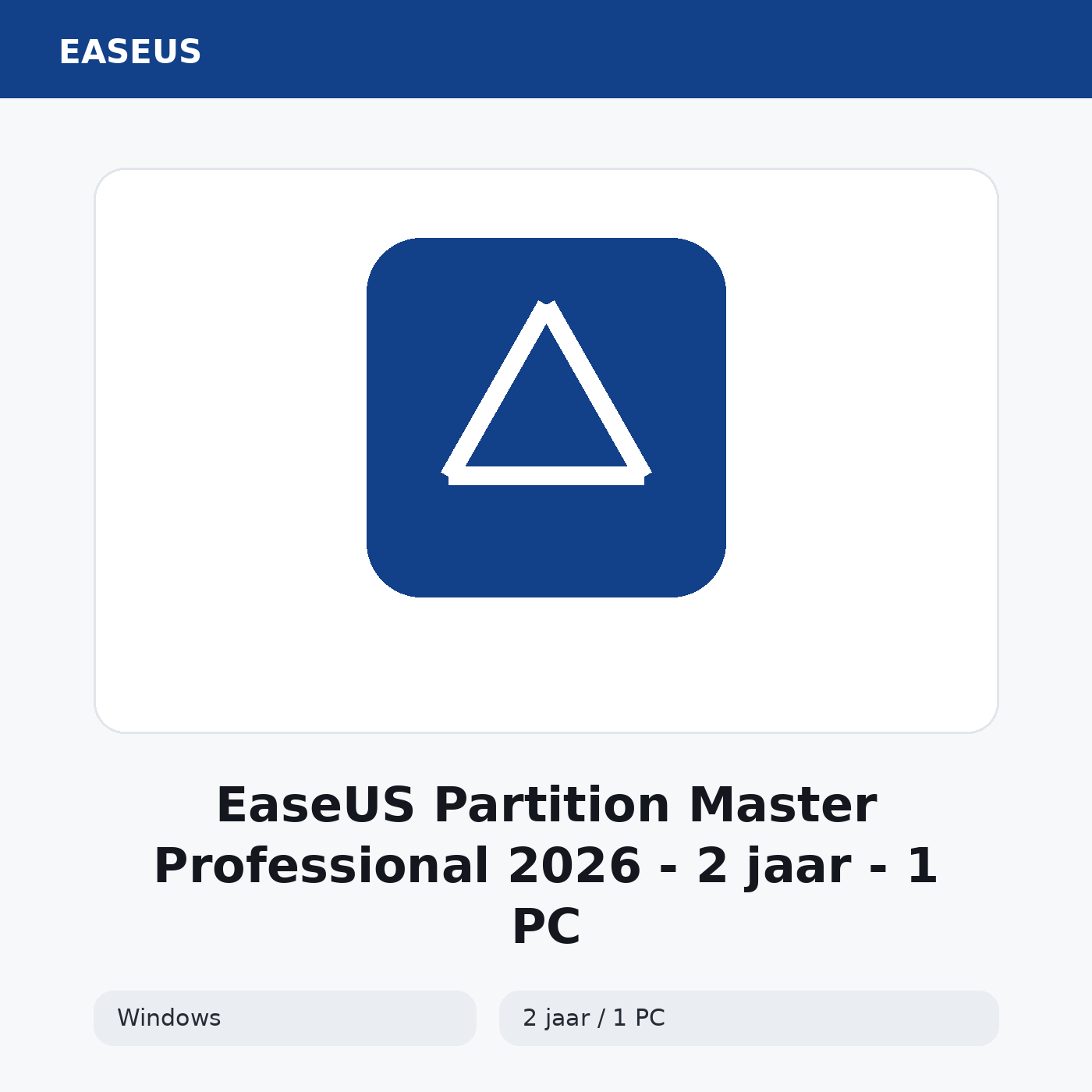 EaseUS Partition Master Professional 2026 (2 jaar / 1 PC)