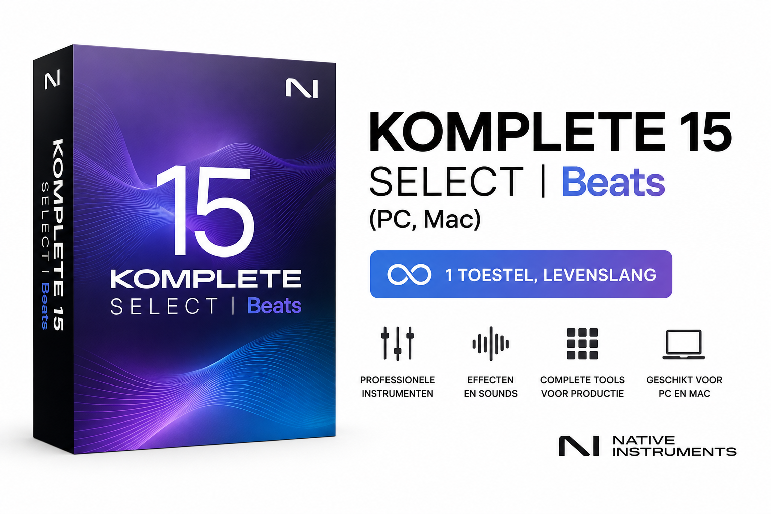 Komplete 15 Select | Beats (PC, Mac) – 1 Toestel / Levenslang